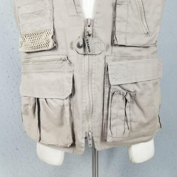 Humvee Vest Mens XS Khaki Safari Fishing Photo Travel Multi Pocket Utility - Picture 3 of 16